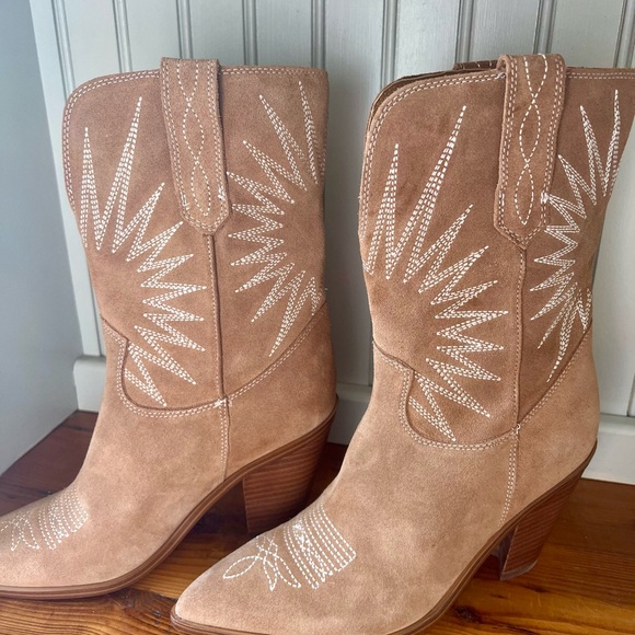 Marc Fisher Starburst Leather Cowboy Boots Cowgirl Boots Western Southwestern - Picture 3 of 10